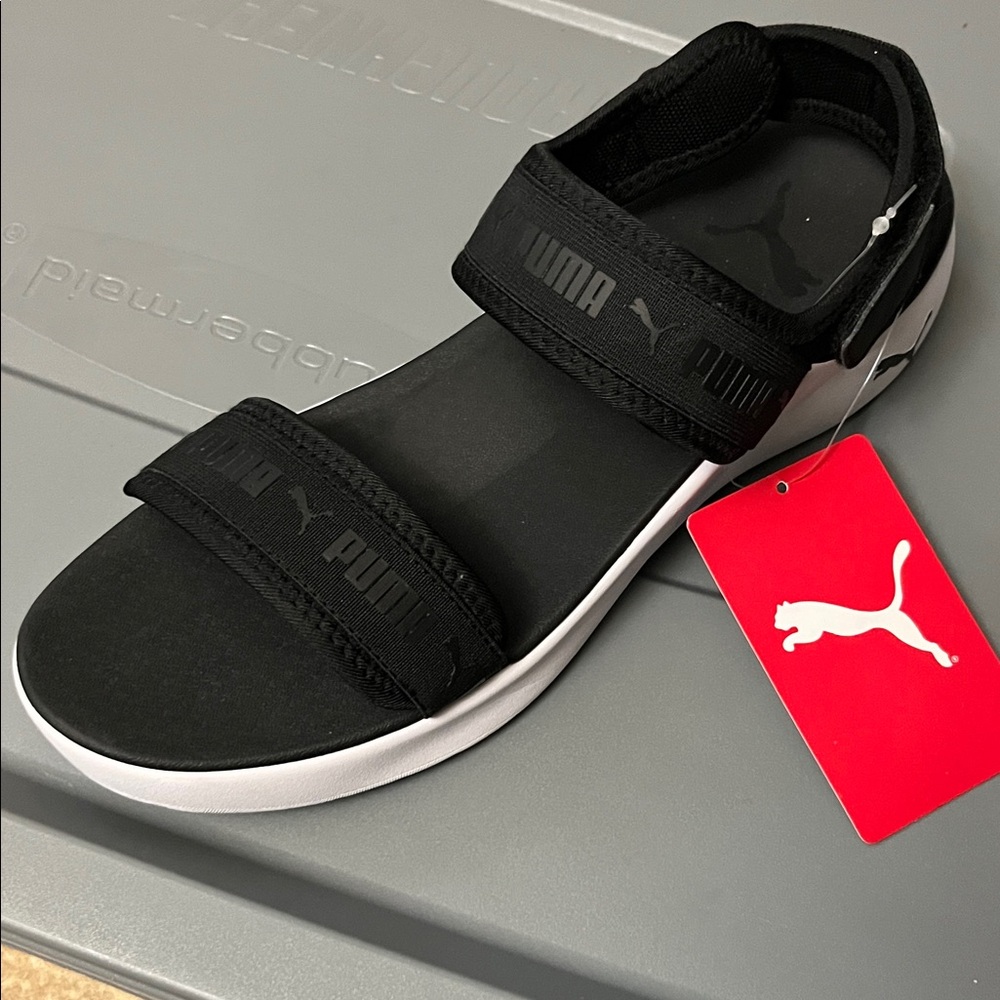 PUMA Kids Black and White Sandals